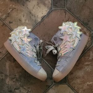 SKECHER'S Kids Glitter Star High-Top Sneakers SIze 1. WITH LIGHTS